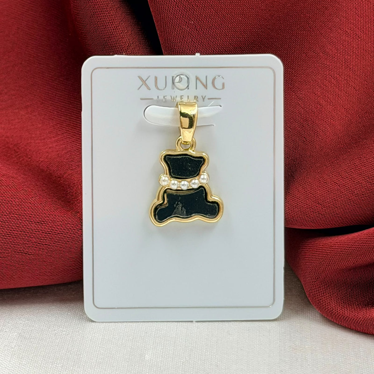 DIJE RODIO OSO NEGRO PERLAS DORADO