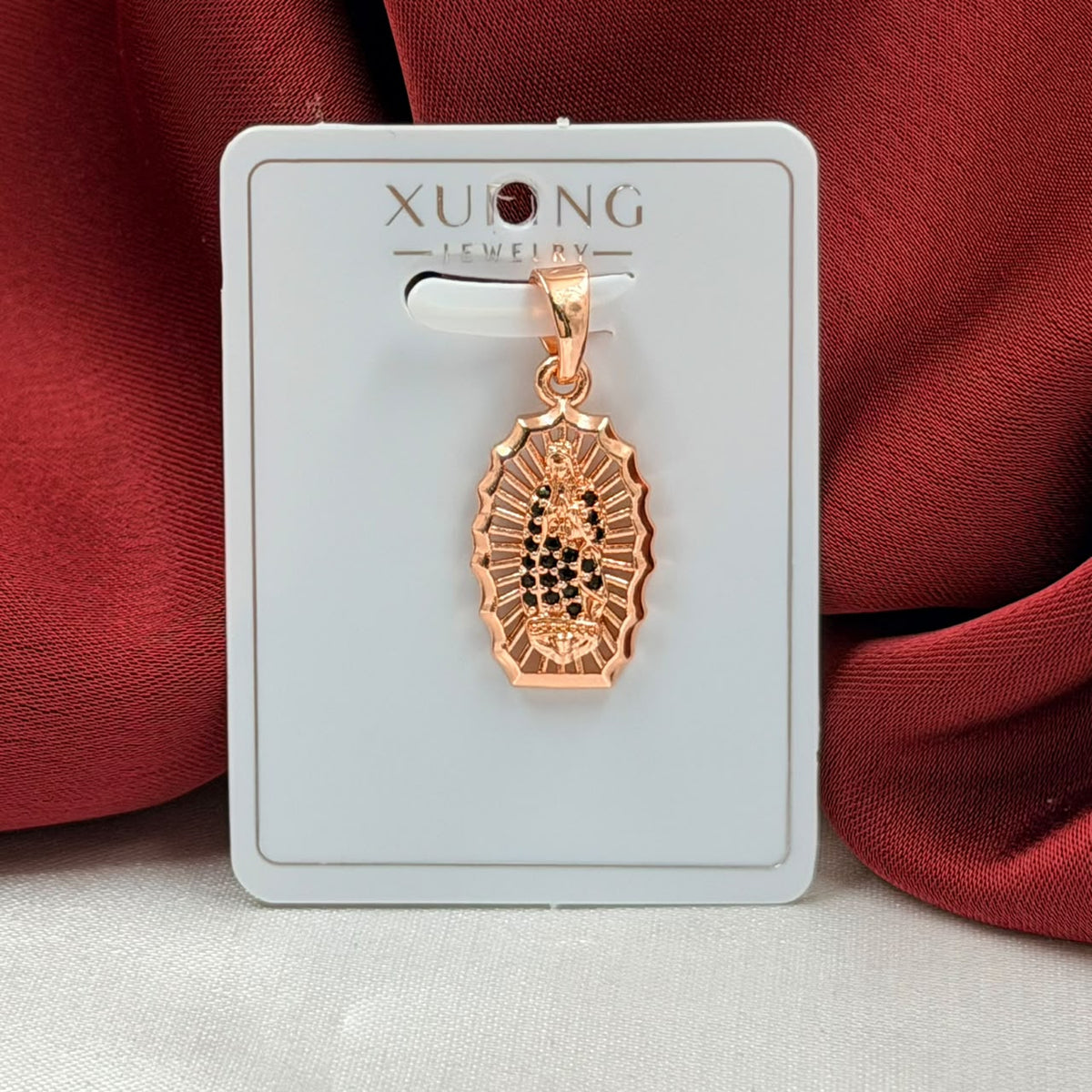DIJE RODIO VIRGEN CIRCON NEGRO ROSA