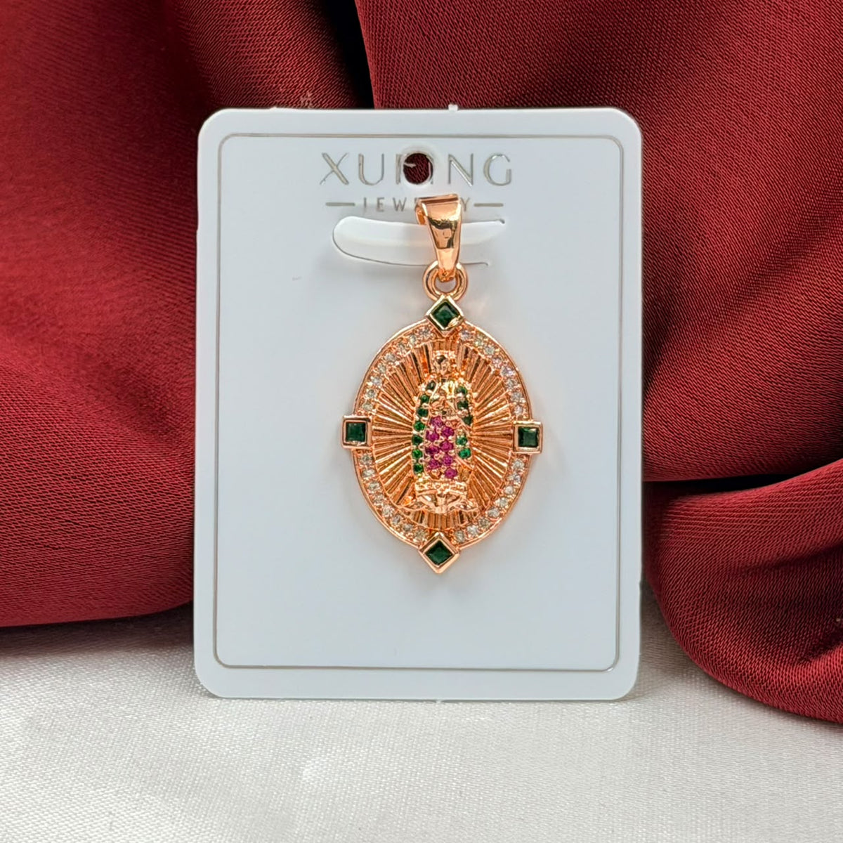 DIJE RODIO VIRGEN CIRCON COLORES ROSA