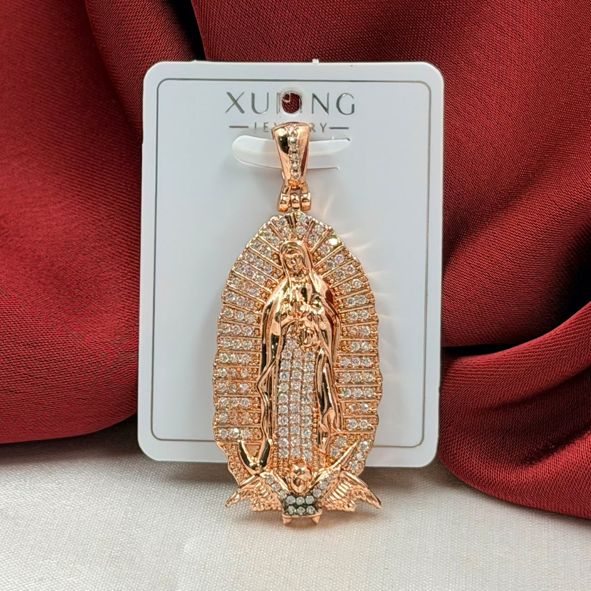 DIJE VIRGEN GUADALUPE CIRCON BLANCO ROSA