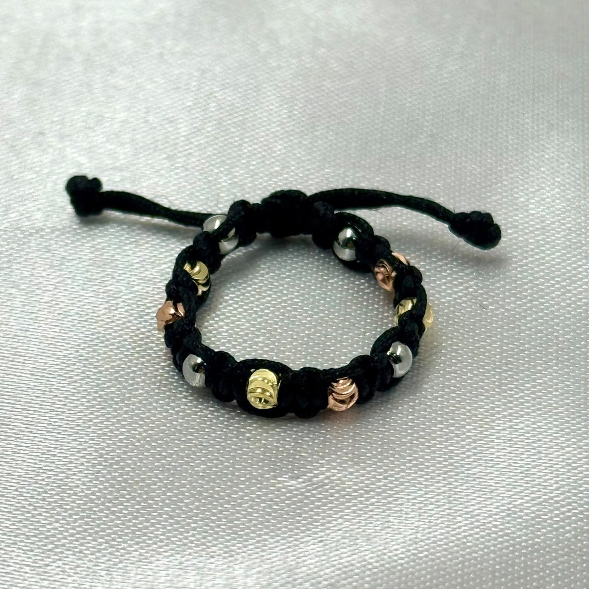 ANILLO RODIO TEJIDO NEGRO DIAMANTADO 3 OROS