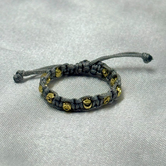 ANILLO RODIO TEJIDO GRIS DIAMANTADO DORADO