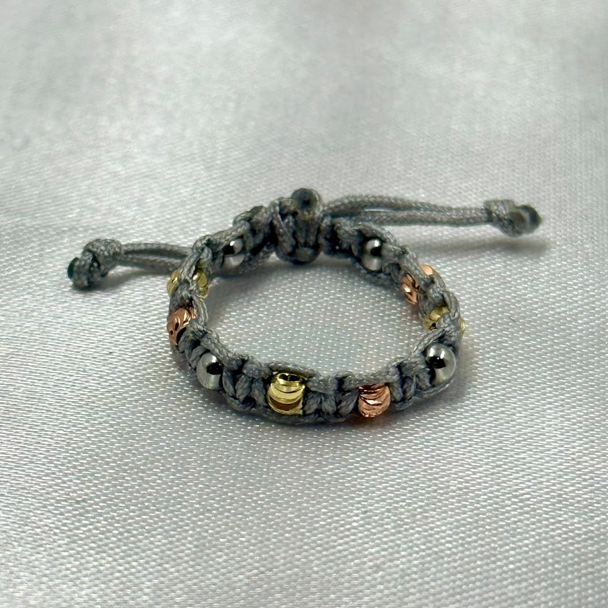ANILLO RODIO TEJIDO GRIS DIAMANTADO 3 OROS