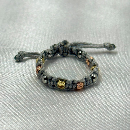 ANILLO RODIO TEJIDO GRIS DIAMANTADO 3 OROS