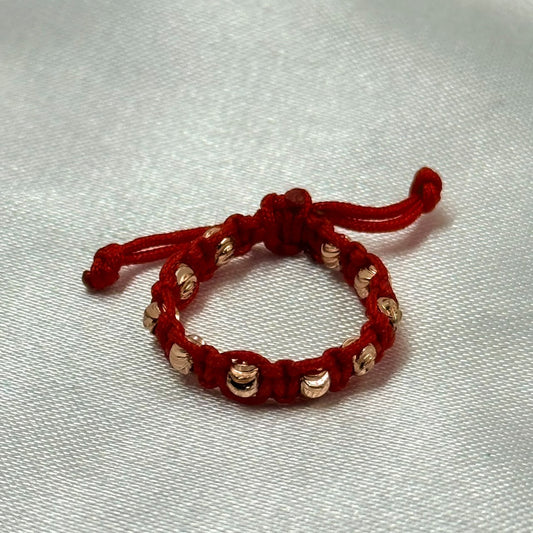 ANILLO RODIO TEJIDO ROJO DIAMANTADO ROSA