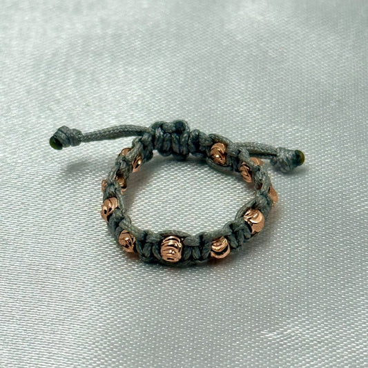 ANILLO RODIO TEJIDO GRIS DIAMANTADO ROSA