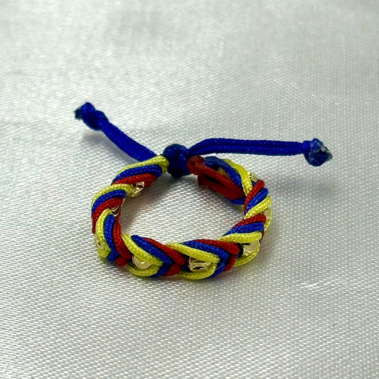 ANILLO RODIO TEJIDO COLOMBIA DIAMANTADO DORADO