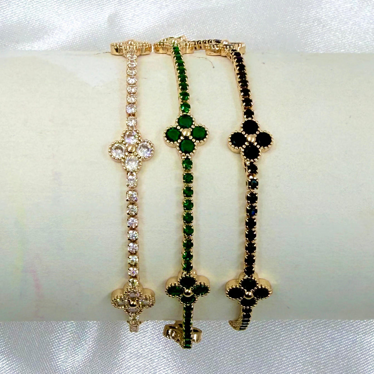 PULSERA RODIO TENIS VAN CLEF COLORES DORADO