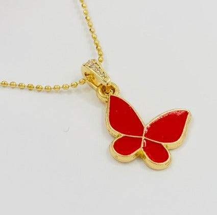 DIJE MARIPOSA BLANCA DORADA RODIO