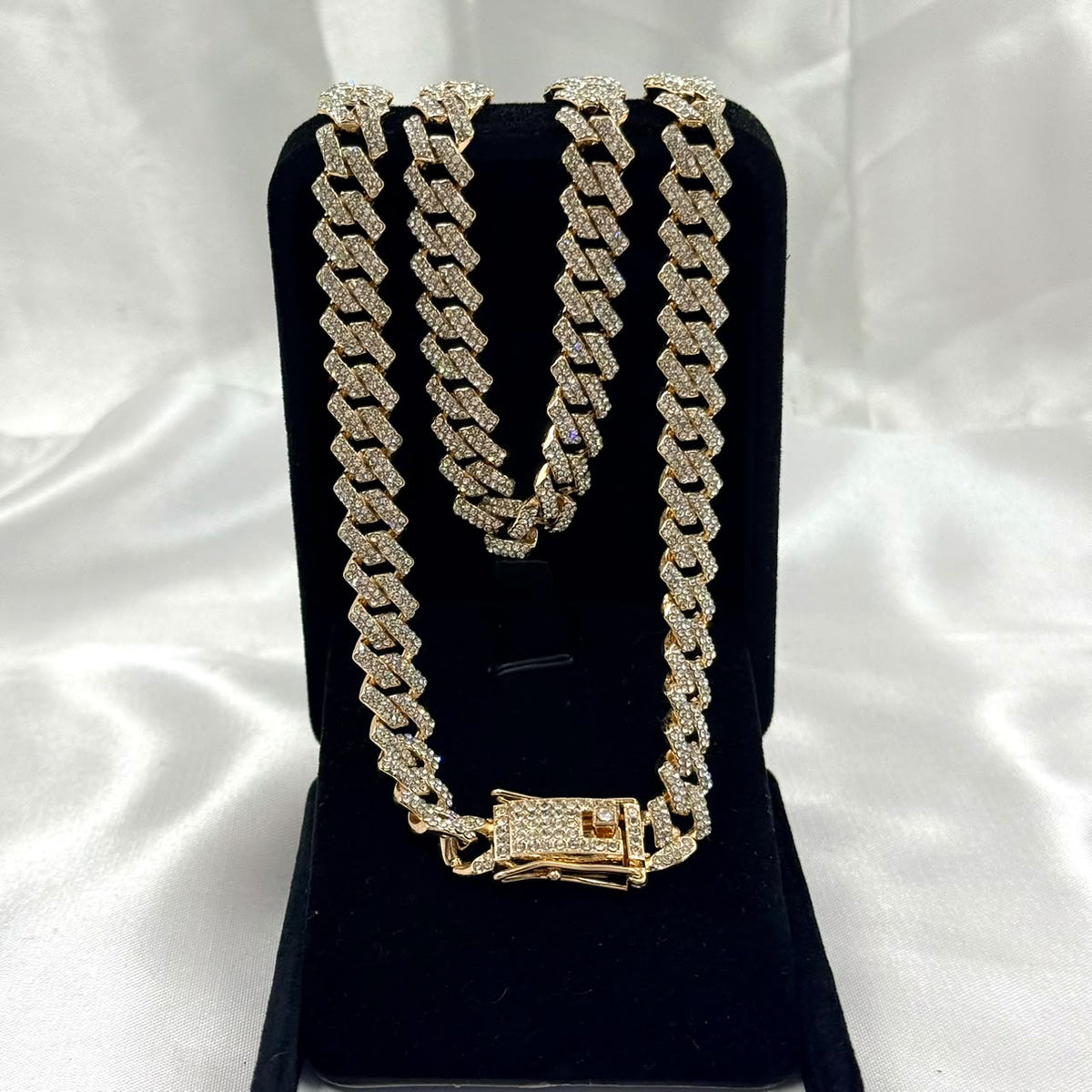 CADENA RODIO CIRCONES CUBANA DORADO