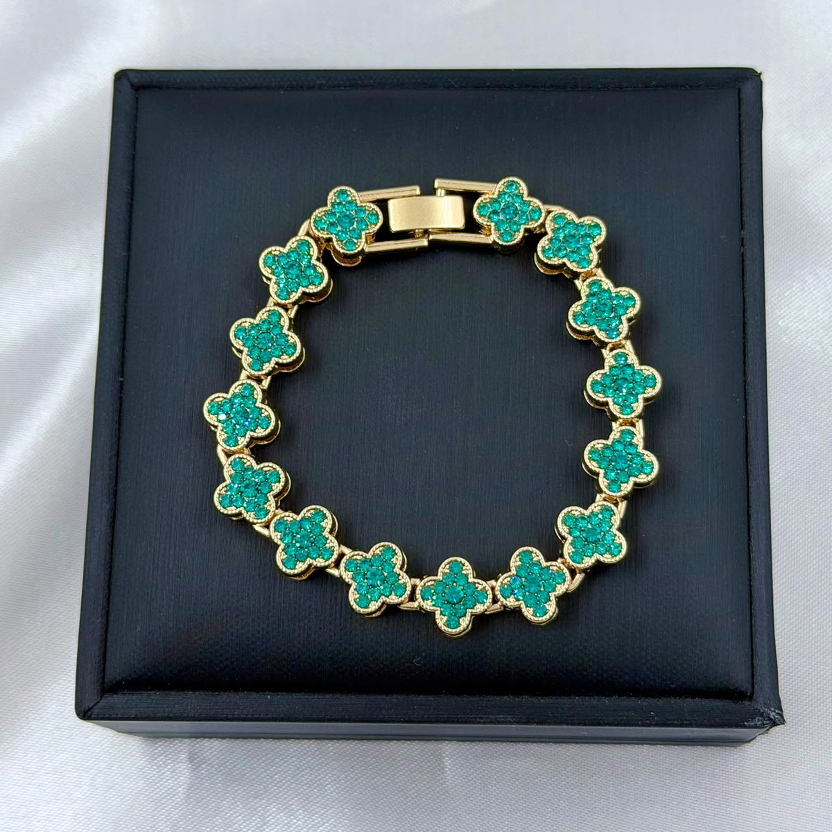 PULSERA RODIO VAN CLEF DORADO LLENO CIRCONES